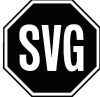 SVG-Logo - Form Stopp-Schild. Hintergrund Schwarz - Buchstaben SVG in Großbuchstaben